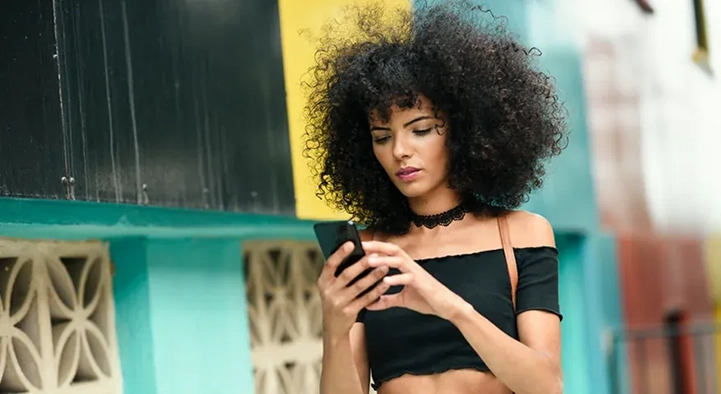 Woman with natural black hair